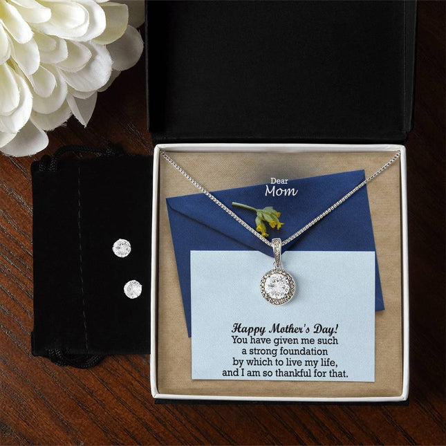 Christian eternal hope necklace with "You Gave Me a Strong Foundation" message — modern Mother's Day gift for mom, in luxury gift box