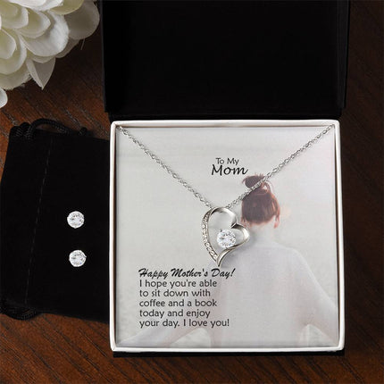 Sit Down with Coffee & Enjoy Your Day | Christian Forever Love Necklace | Mother's Day Gift for Mom | Faith Gift