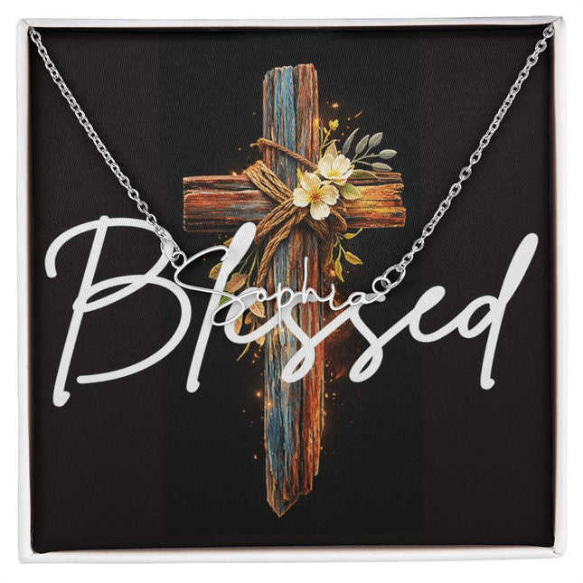 Blessed | Christian Signature Style Name Necklace | Gift for Her