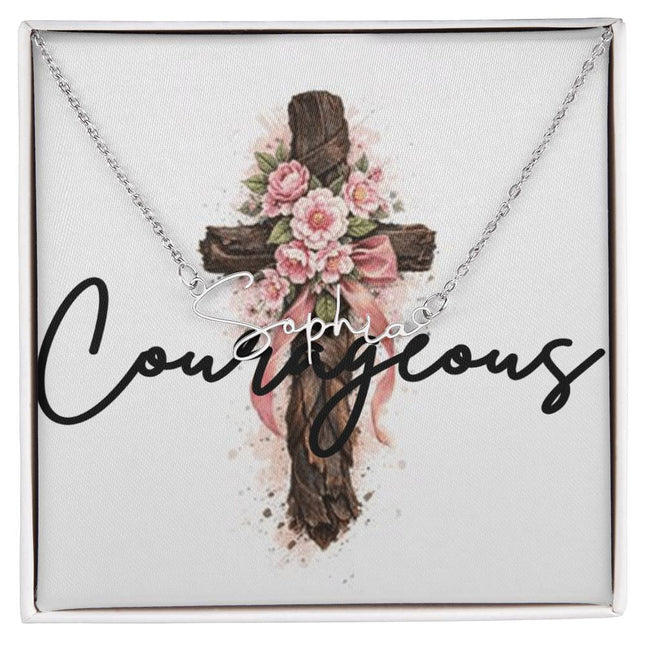 Courageous | Christian Signature Style Name Necklace | Gift for Her