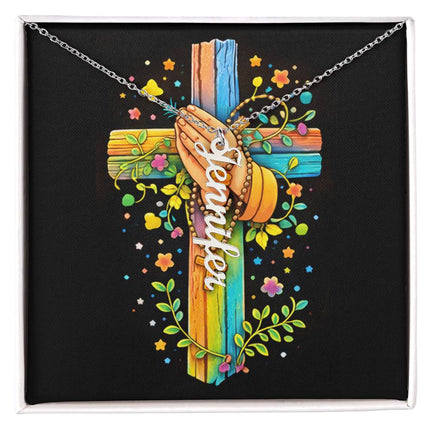 Rainbow Cross Personalized Name Necklace – Christian Gift for Kids