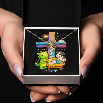 Rainbow Cross Personalized Name Necklace – Christian Gift for Kids