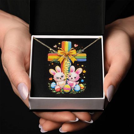 Rainbow Cross Personalized Name Necklace – Christian Gift for Kids