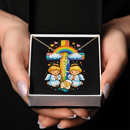 Rainbow Cross Personalized Name Necklace – Christian Gift for Kids