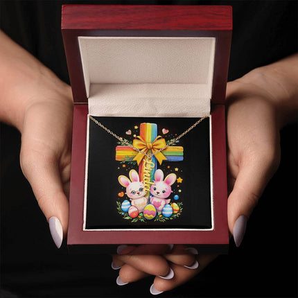 Rainbow Cross Personalized Name Necklace – Christian Gift for Kids