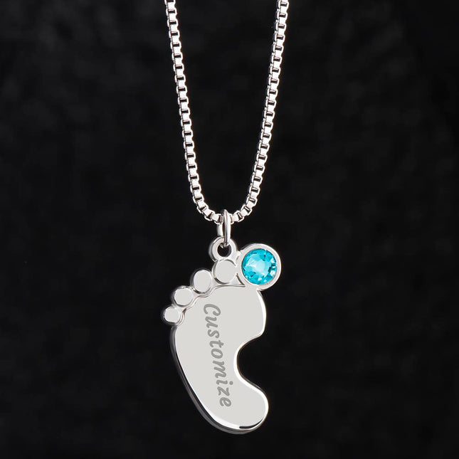 Rainbow Cross Angels And Dove | Christian Baby Feet Necklace with Birthstone | Gift for Kids