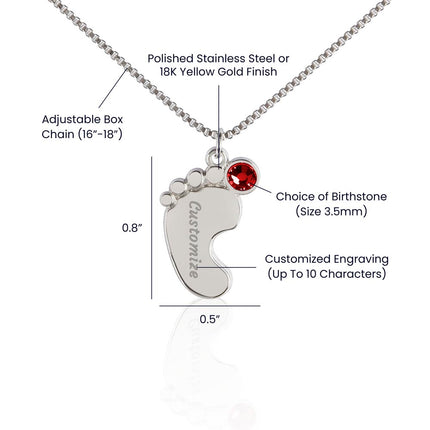 Rainbow Cross Frog And Cow | Christian Baby Feet Necklace with Birthstone | Gift for Kids