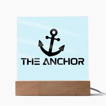 The Anchor Acrylic Plaque | Black Anchor Icon | Light Blue