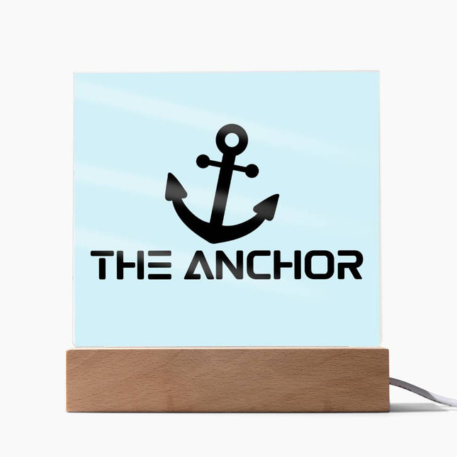 The Anchor Acrylic Plaque | Black Anchor Icon | Light Blue