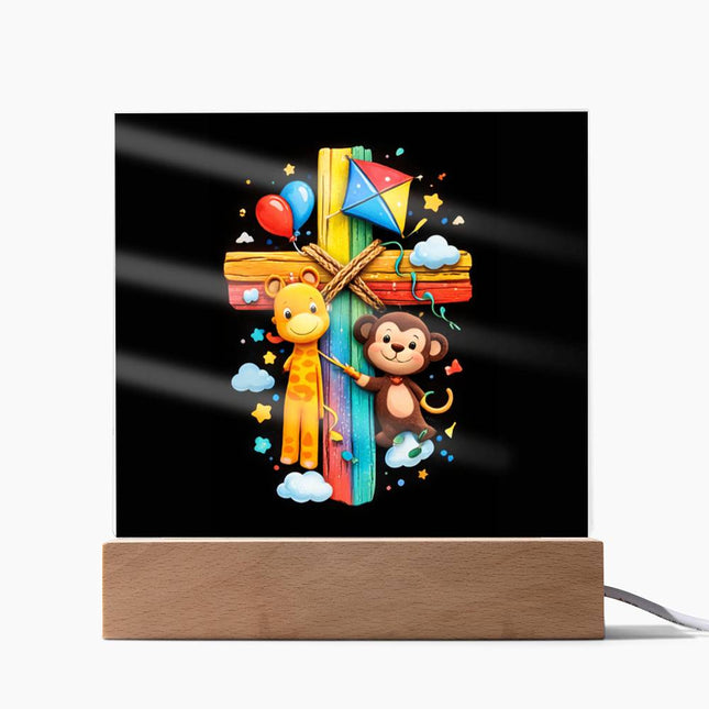 Giraffe & Monkey Acrylic Plaque – Christian Gift for Kids