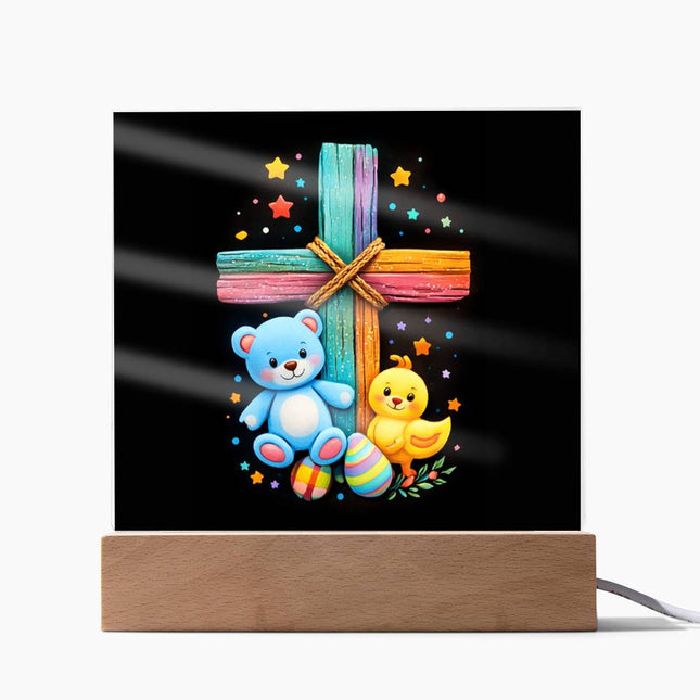Teddy Bear & Duckling Acrylic Plaque – Christian Gift for Kids