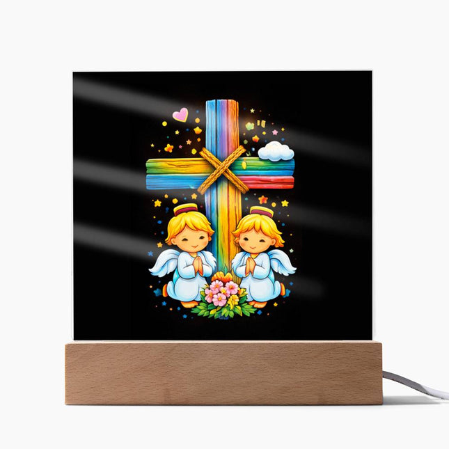 Praying Angels Acrylic Plaque – Christian Gift for Kids