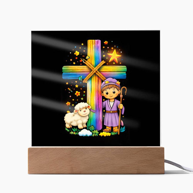 Little Shepherd & Lamb Acrylic Plaque – Christian Gift for Kids