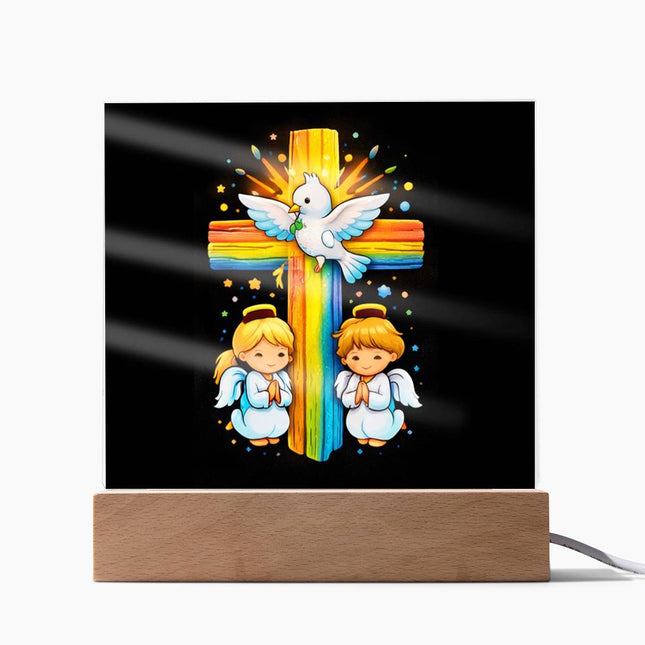 Dove & Praying Angels Acrylic Plaque – Christian Gift for Kids