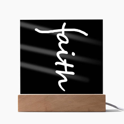 Faith Acrylic Plaque | LED Lighted Christian Decor Sign (Black)