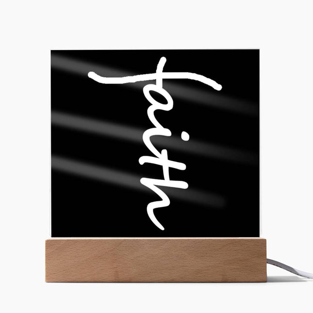 Faith Acrylic Plaque | LED Lighted Christian Decor Sign (Black)
