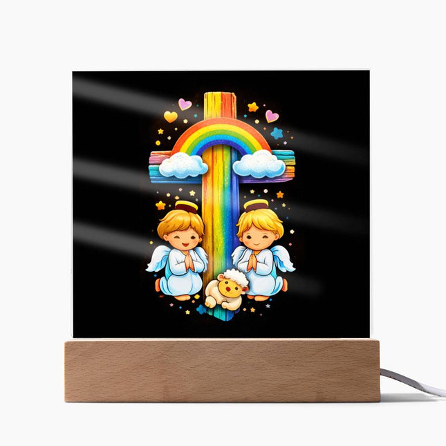 Angels & Lamb Acrylic Plaque – Christian Gift for Kids