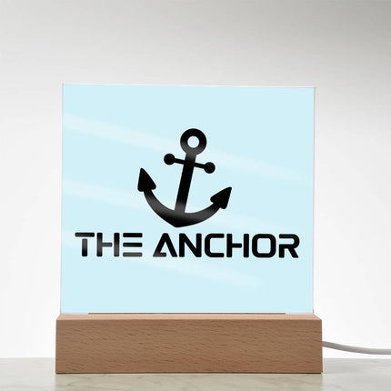 The Anchor Acrylic Plaque | Black Anchor Icon | Light Blue