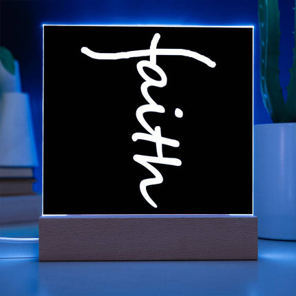 Faith Acrylic Plaque | LED Lighted Christian Decor Sign (Black)