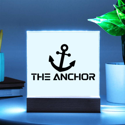 The Anchor Acrylic Plaque | Black Anchor Icon | Light Blue