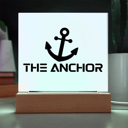 The Anchor Acrylic Plaque | Black Anchor Icon | Light Blue