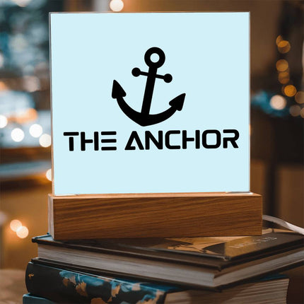 The Anchor Acrylic Plaque | Black Anchor Icon | Light Blue