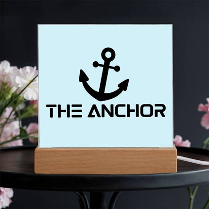 The Anchor Acrylic Plaque | Black Anchor Icon | Light Blue