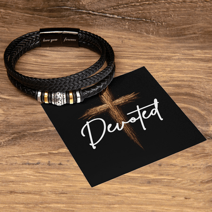 Devoted Cross "Love You Forever" Engraved Bracelet – Christian Gift for Men