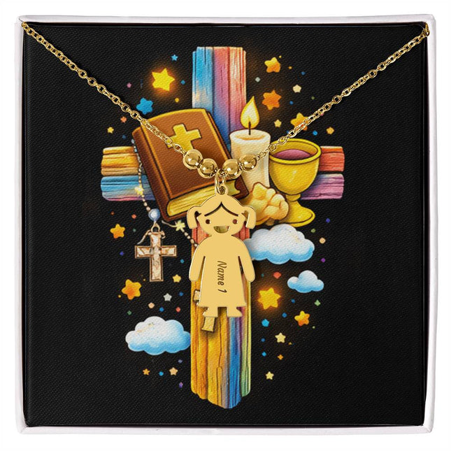 Rainbow Cross Bible And Cross | Charm Necklace | Gift for Kids