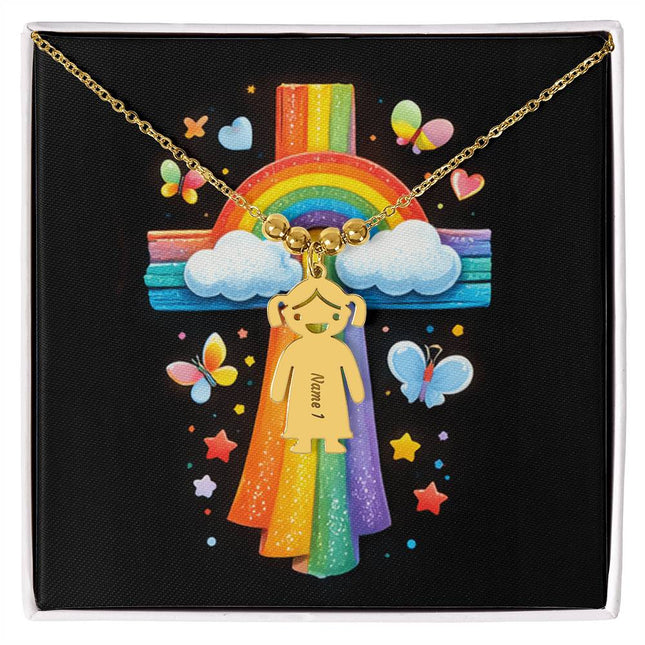 Rainbow Cross Butterfly | Charm Necklace | Gift for Kids