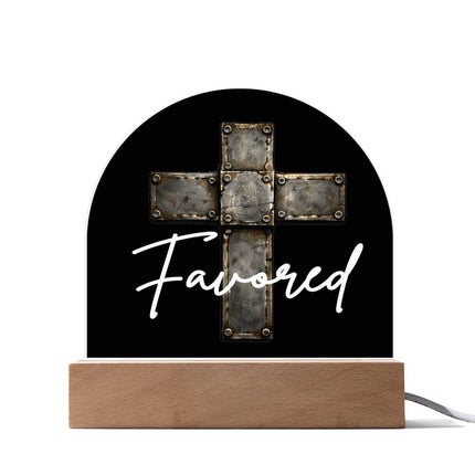 Favored Cross LED Acrylic Dome Plaque – Christian Gift for Men