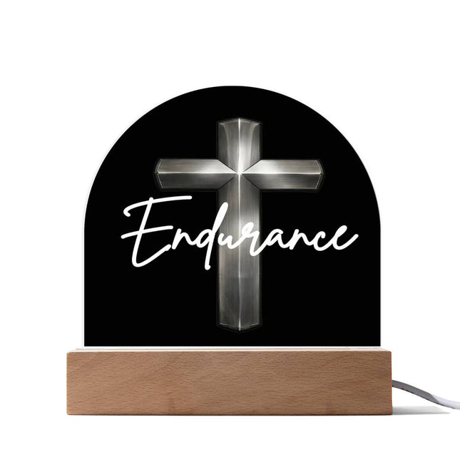 Endurance Cross LED Acrylic Dome Plaque – Christian Gift for Men