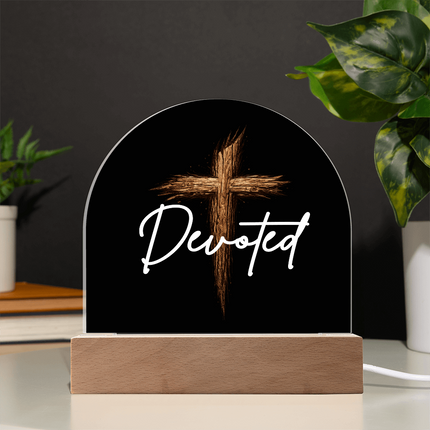 Devoted Cross LED Acrylic Dome Plaque – Christian Gift for Men