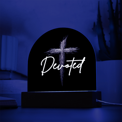 Devoted Cross LED Acrylic Dome Plaque – Christian Gift for Men