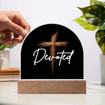 Devoted Cross LED Acrylic Dome Plaque – Christian Gift for Men