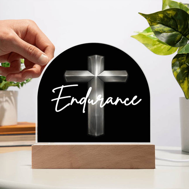 Endurance Cross LED Acrylic Dome Plaque – Christian Gift for Men