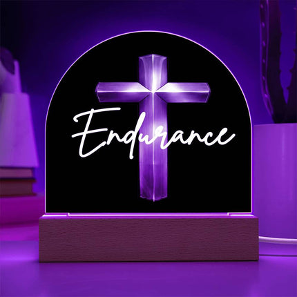Endurance Cross LED Acrylic Dome Plaque – Christian Gift for Men