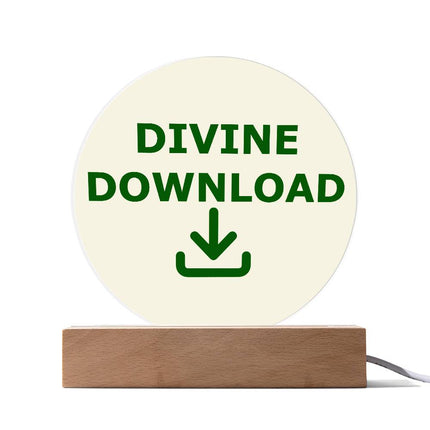 Divine Download Circle Acrylic Plaque | Green Download Icon | Cream