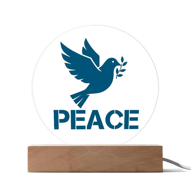 Peace Circle Acrylic Plaque | Teal Dove & Olive Branch | Clear