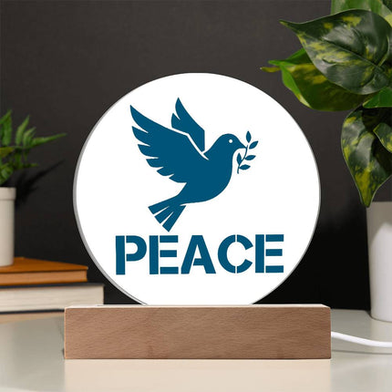 Peace Circle Acrylic Plaque | Teal Dove & Olive Branch | Clear