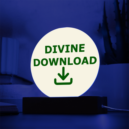 Divine Download Circle Acrylic Plaque | Green Download Icon | Cream