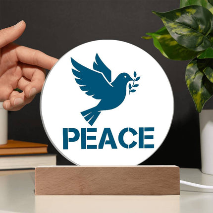 Peace Circle Acrylic Plaque | Teal Dove & Olive Branch | Clear