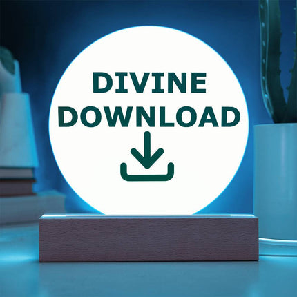 Divine Download Circle Acrylic Plaque | Green Download Icon | Cream