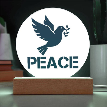 Peace Circle Acrylic Plaque | Teal Dove & Olive Branch | Clear