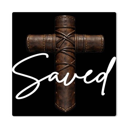 Saved Cross High Gloss Metal Print – Christian Gift for Men