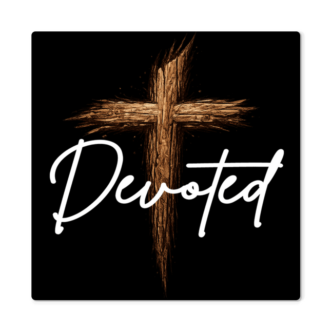 Devoted Cross High Gloss Metal Print – Christian Gift for Men