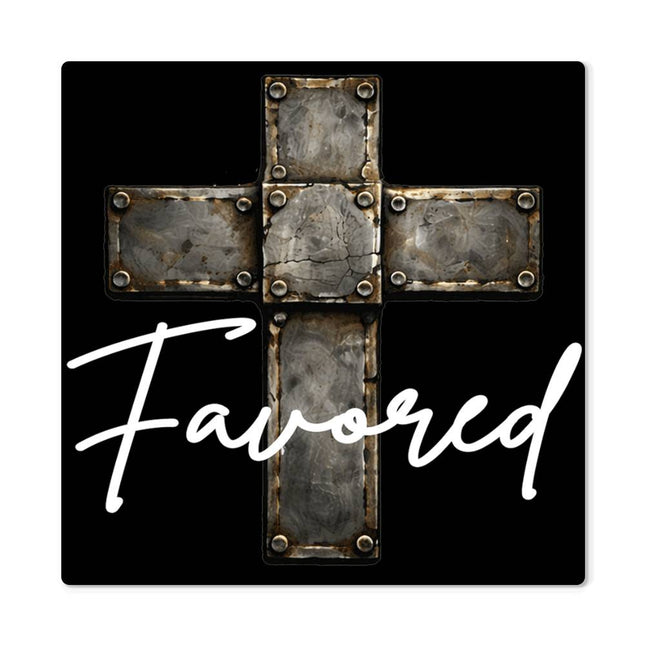Favored Cross High Gloss Metal Print – Christian Gift for Men