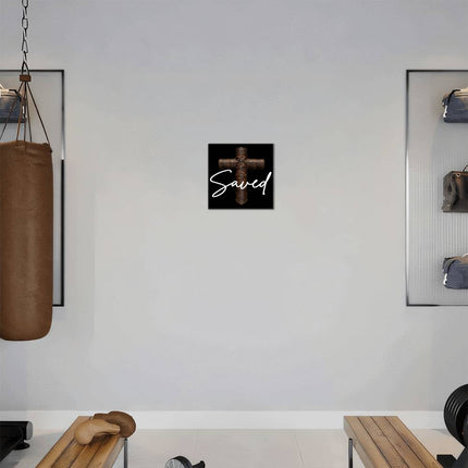 Saved Cross High Gloss Metal Print – Christian Gift for Men