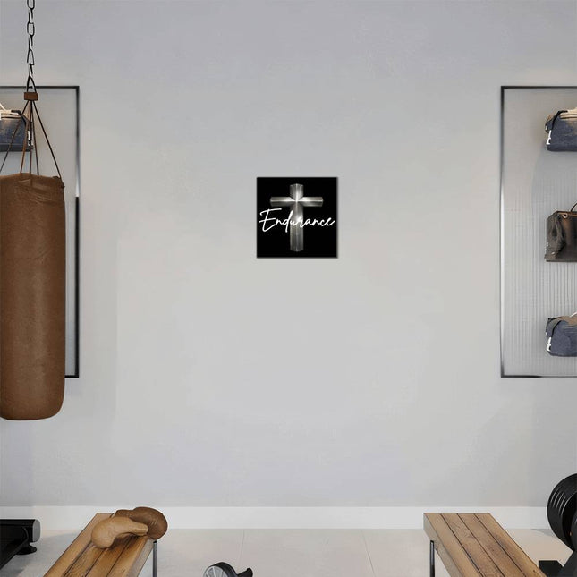 Endurance Cross High Gloss Metal Print – Christian Gift for Men