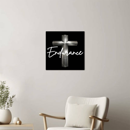 Endurance Cross High Gloss Metal Print – Christian Gift for Men